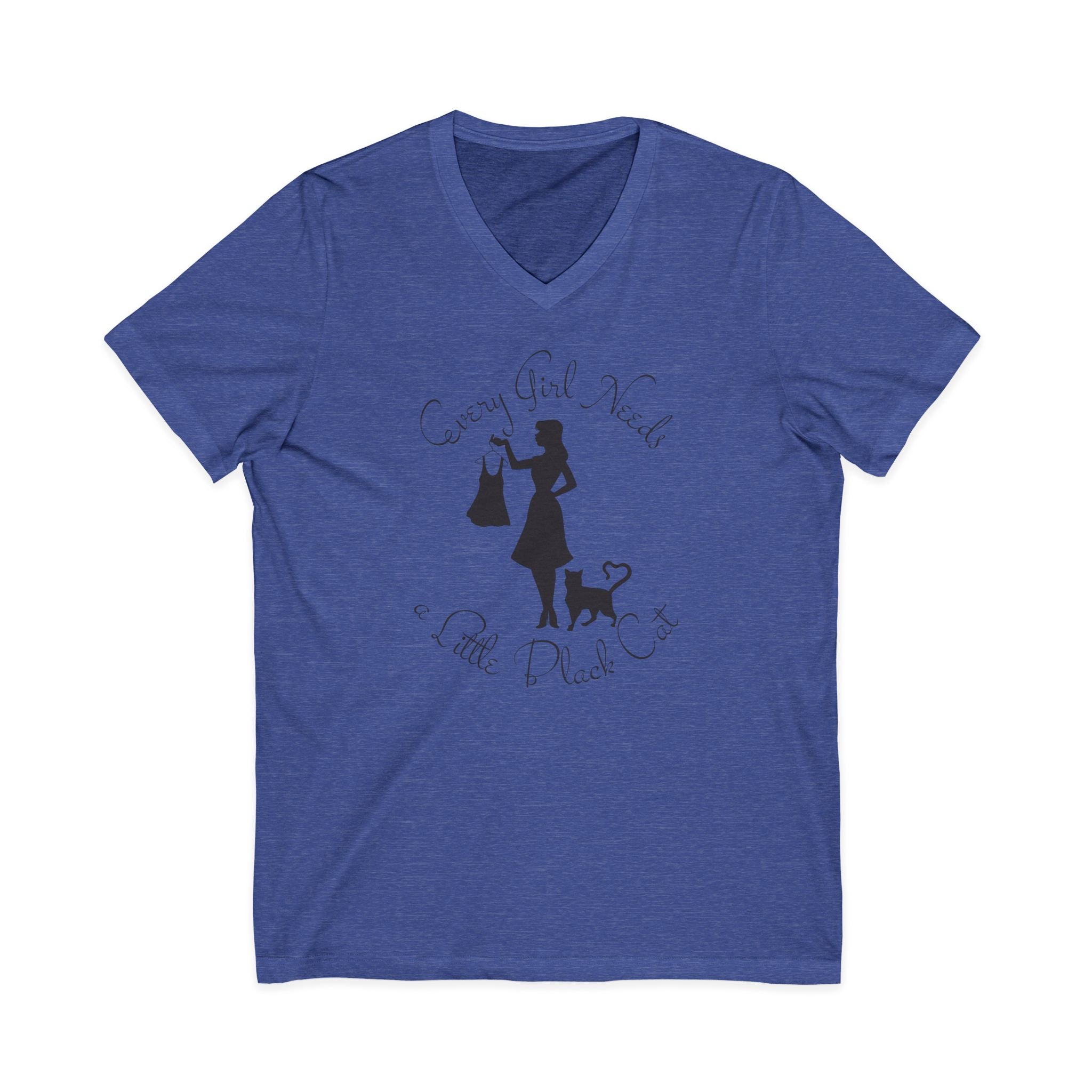 Every Girl Needs a Little Black Cat V-Neck Tee