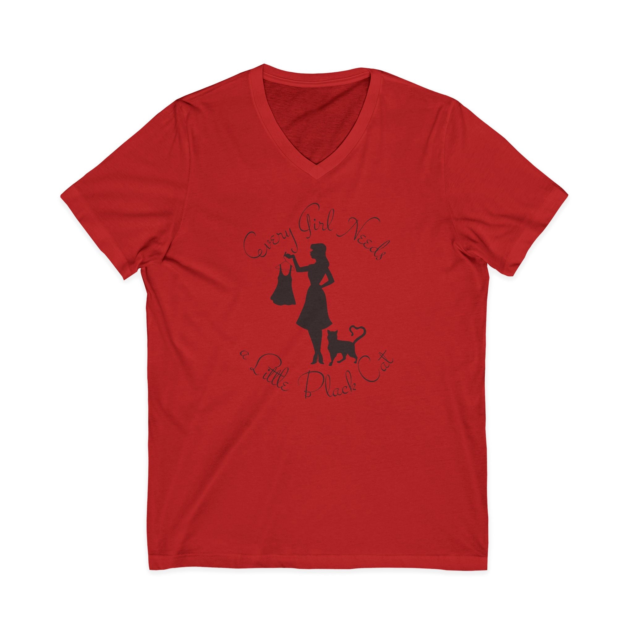 Every Girl Needs a Little Black Cat V-Neck Tee