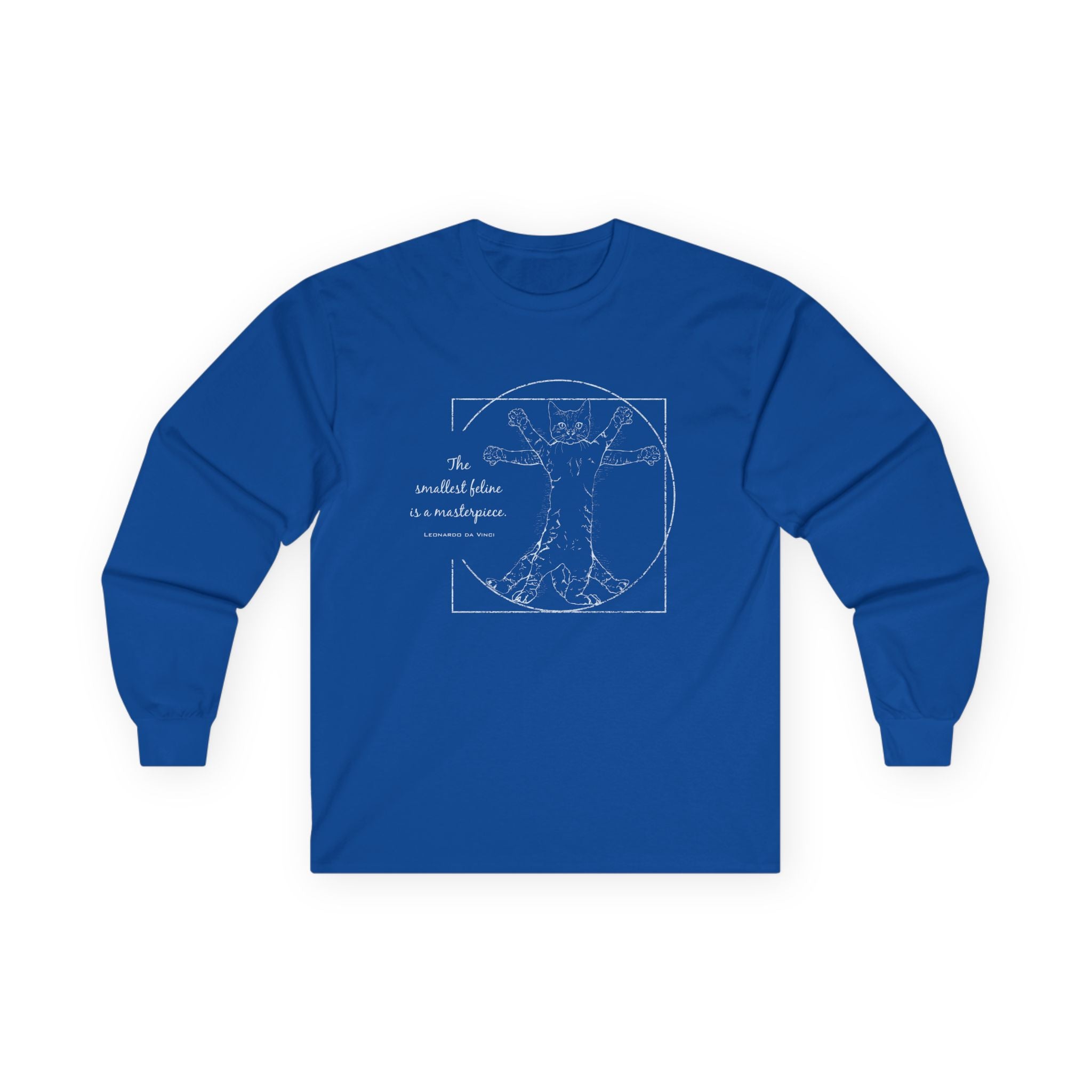 BLUE "The Smallest Feline is a Masterpiece" Cotton Long Sleeve Tee