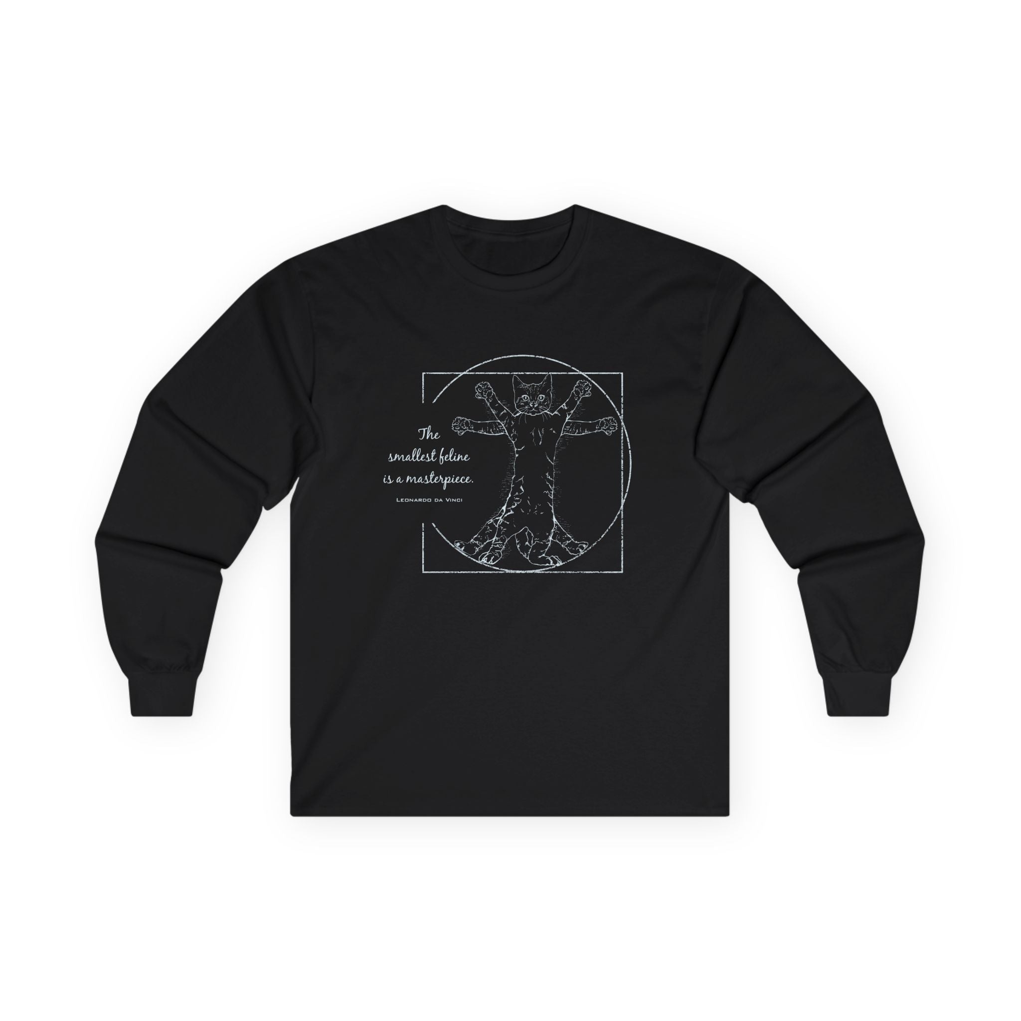 BLUE "The Smallest Feline is a Masterpiece" Cotton Long Sleeve Tee