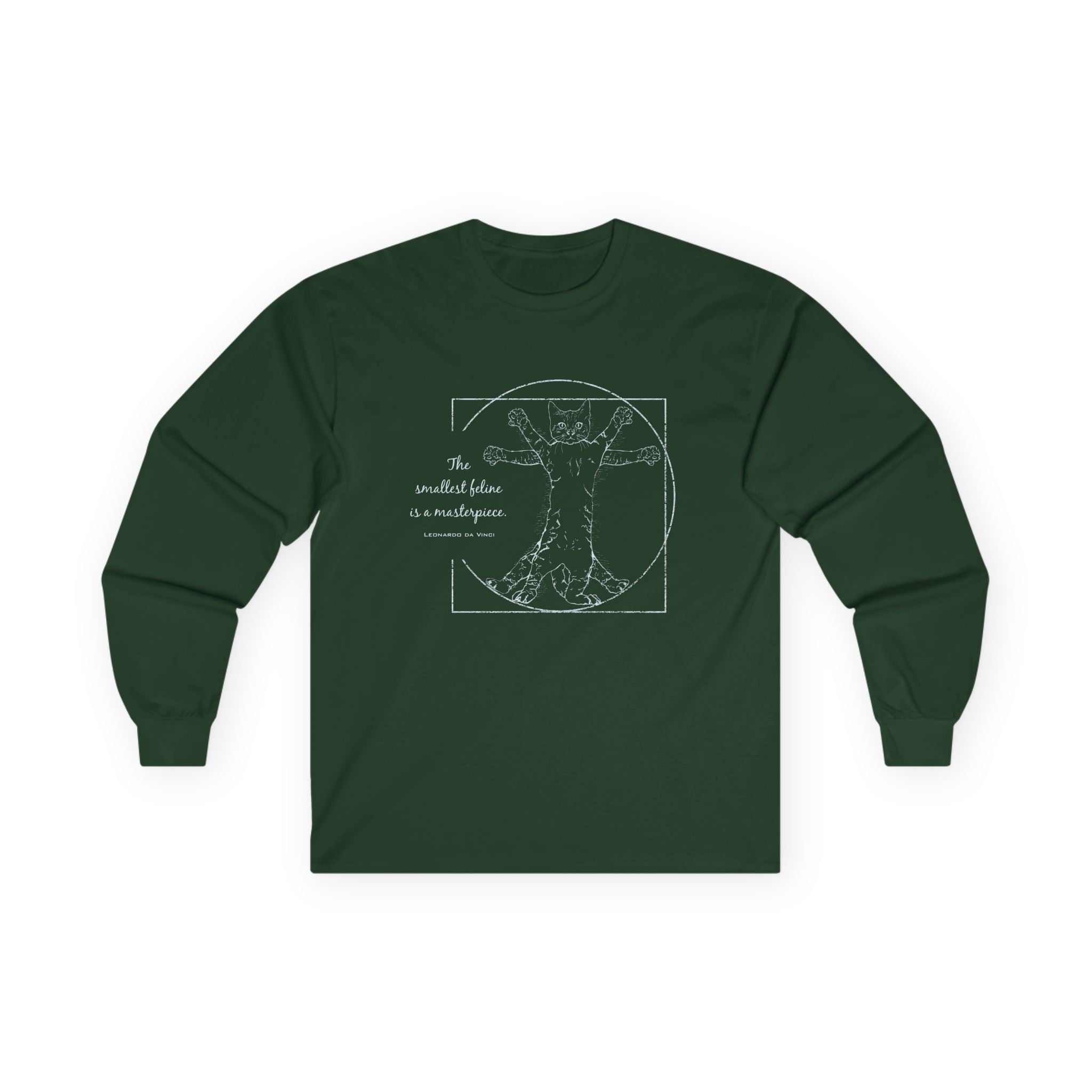 BLUE "The Smallest Feline is a Masterpiece" Cotton Long Sleeve Tee