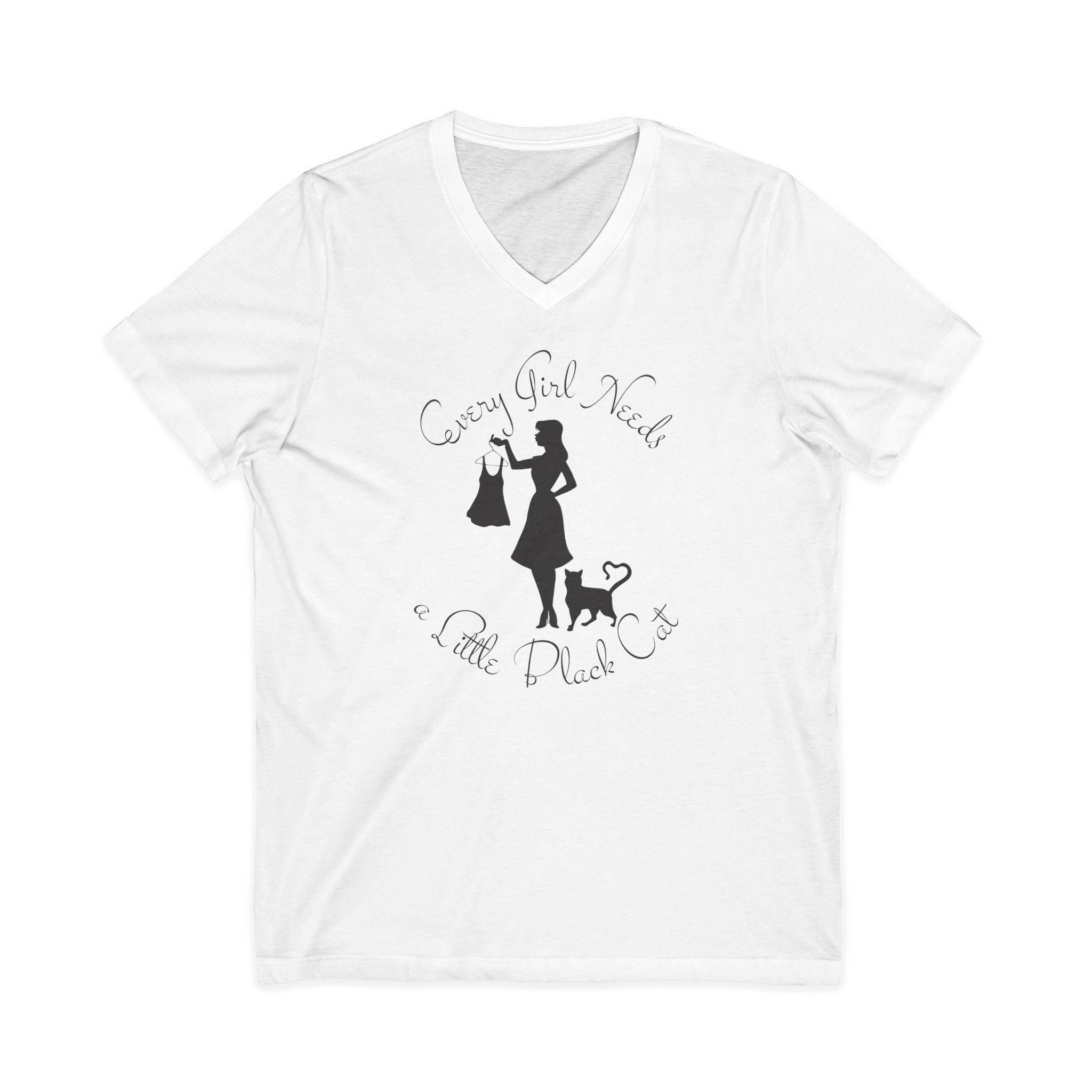 Every Girl Needs a Little Black Cat V-Neck Tee