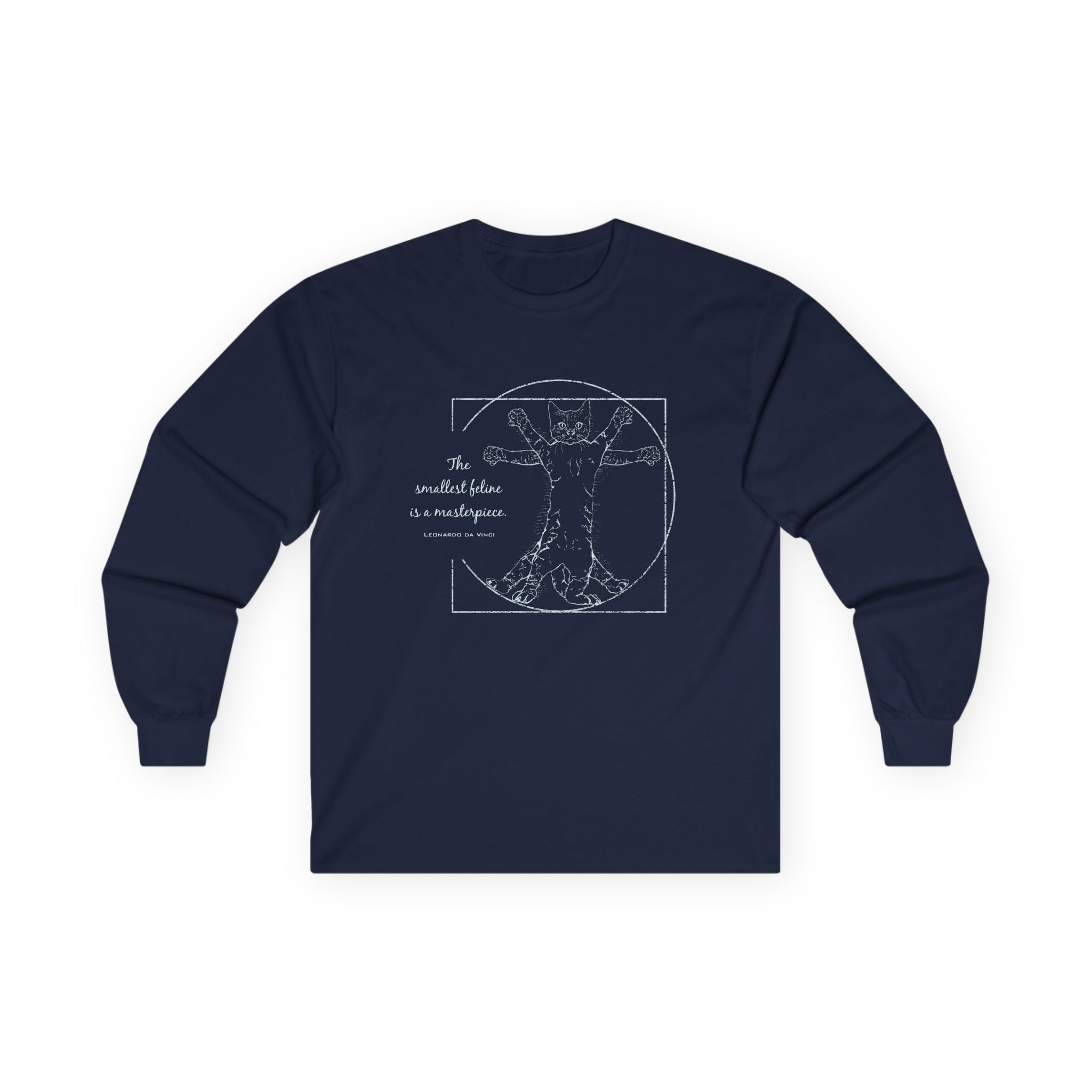 BLUE "The Smallest Feline is a Masterpiece" Cotton Long Sleeve Tee